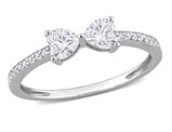 1/2 Carat (ctw) Lab-Created Moissanite Double Heart Ring in Sterling Silver
